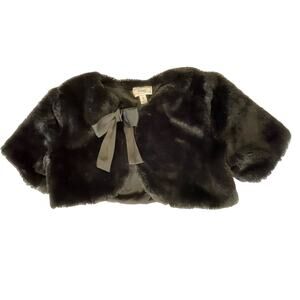Disney D-Signed 6 XS Black Faux Fur Cropped Holiday Formal Bolero Jacket Girls
